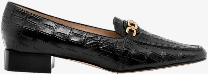 Whitney Croc-Embossed Leather Loafers