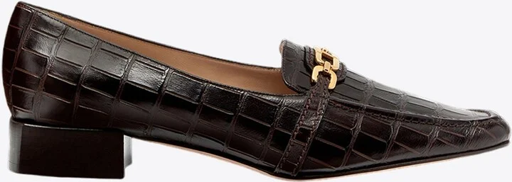 Whitney Croc-Embossed Leather Loafers