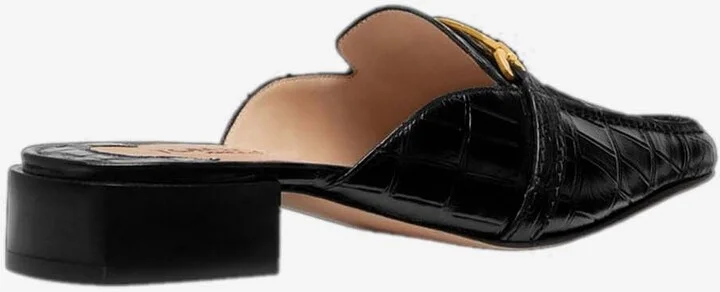 Whitney Croc-Embossed Leather Slippers - Image 2