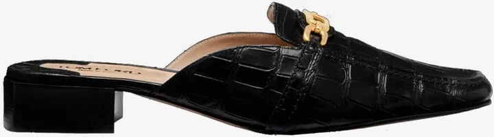 Whitney Croc-Embossed Leather Slippers