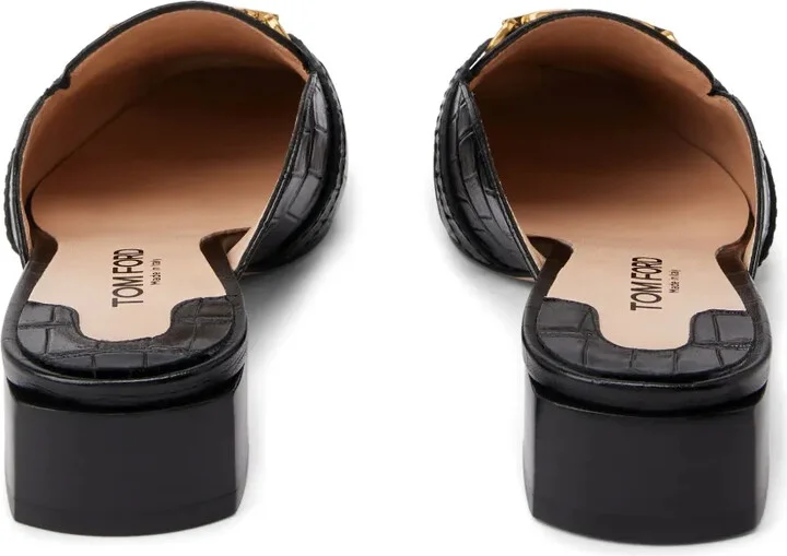 Whitney crocodile-embossed leather mules - Image 3
