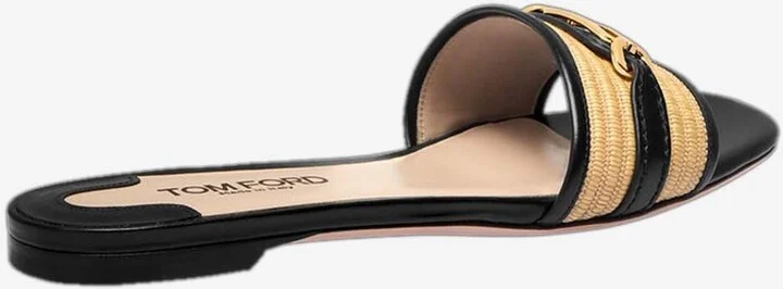Whitney Raffia and Leather Slides - Image 2