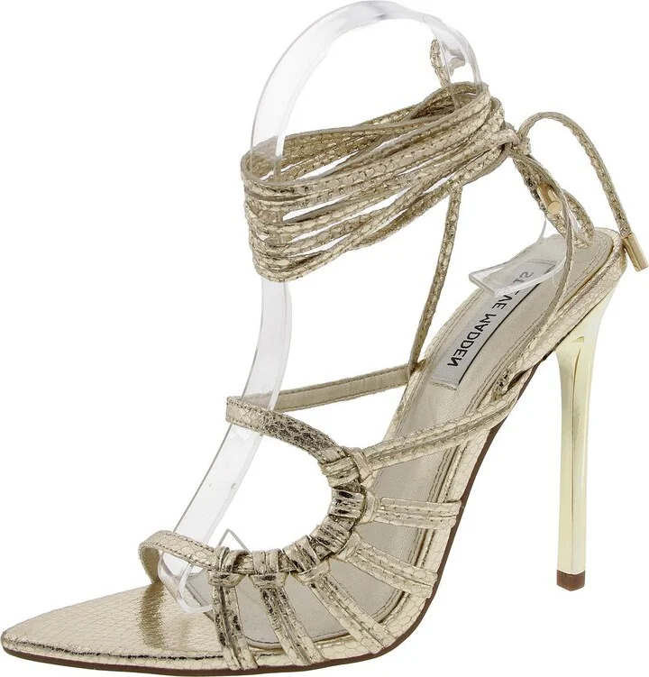 Whitney Womens Metallic Faux Leather Ankle Strap