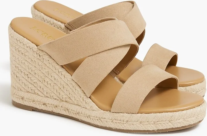 Wide-strap espadrille mule wedges
