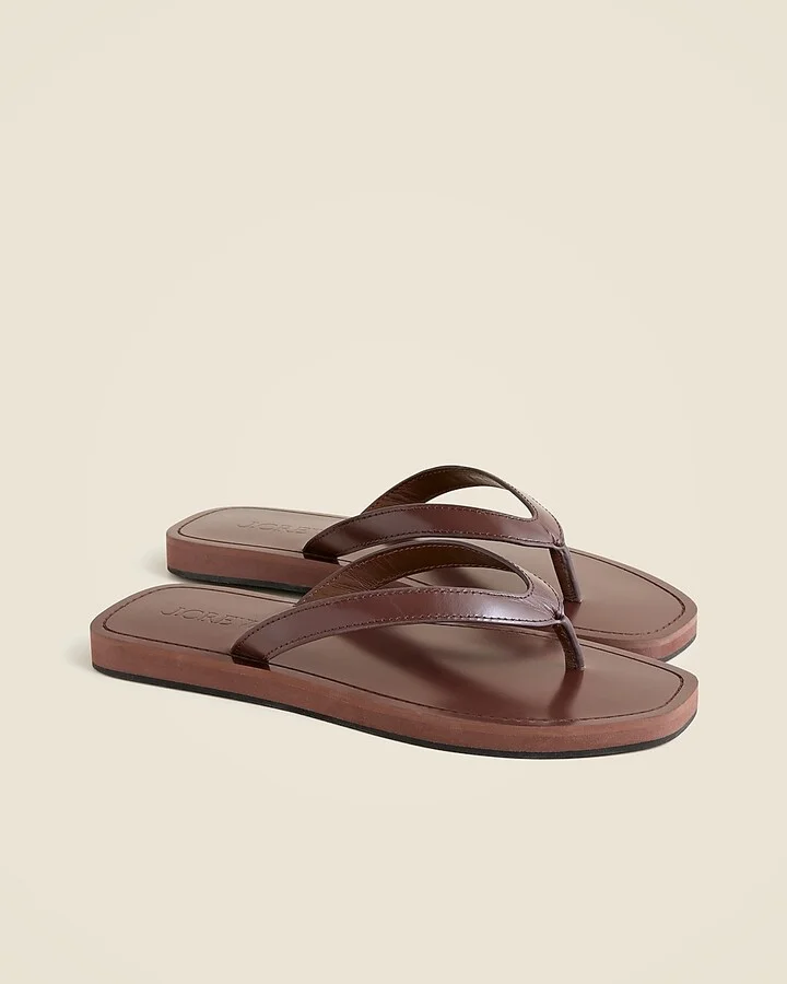 Wide thong sandals in leather - Image 2