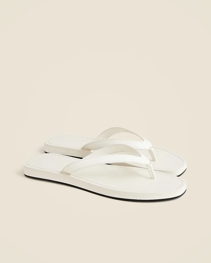 Wide thong sandals in leather
