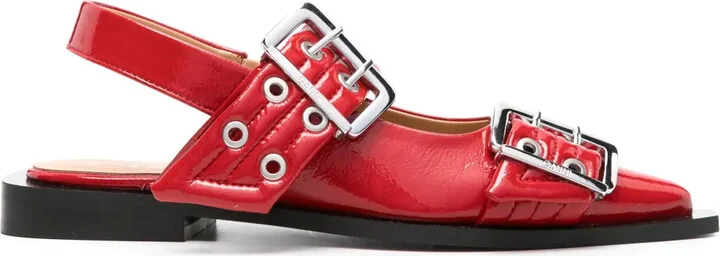 Wide Welt buckled ballerina shoes