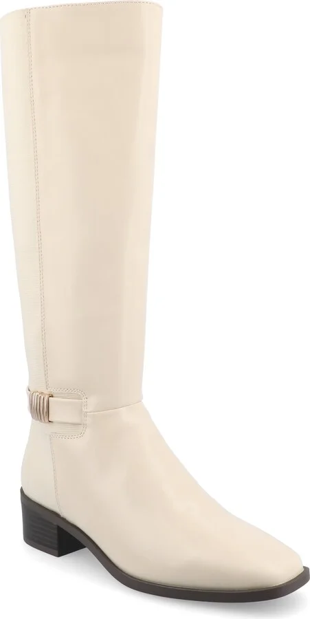 Wide Width Wide Calf Womens Londyn Tru Comfort Foam Stacked Block Heel Square Toe Boots