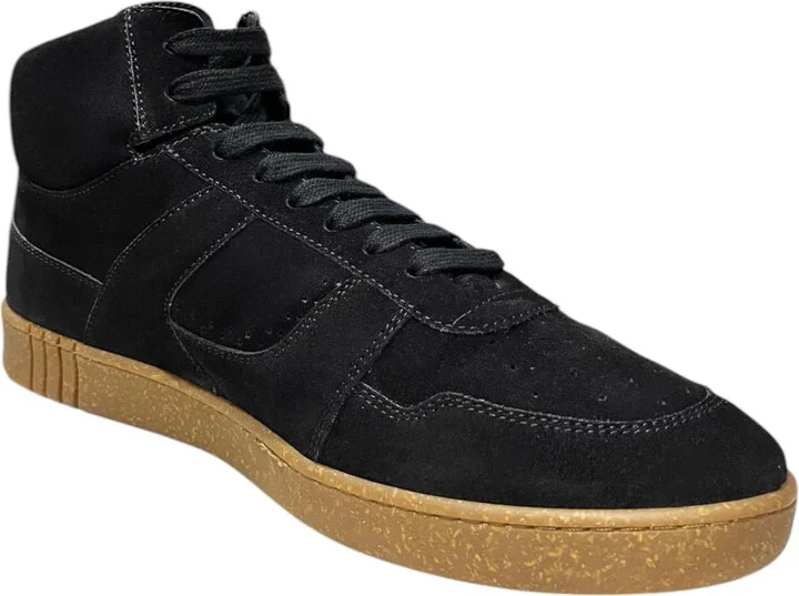 Wiggles 6303810 Men's Black Calf Suede High Top Sneakers