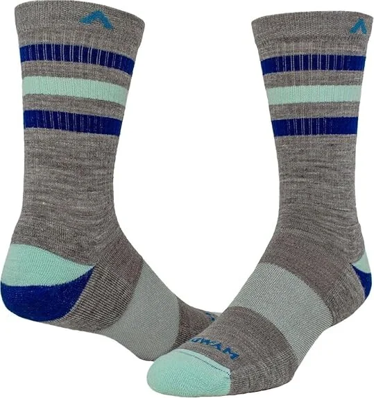 Wigwam Super Stripe Mid-Crew Quarter Length Socks Shoes Grey : MD (US Men's Shoe 5-9.5 - Women's Shoe 6-10), Merino/Mesh/Nylon