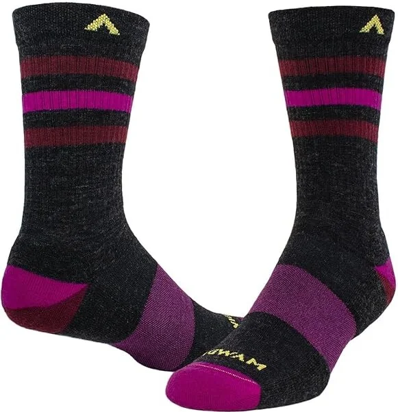 Wigwam Super Stripe Mid-Crew Quarter Length Socks Shoes Oxford : MD (US Men's Shoe 5-9.5 - Women's Shoe 6-10), Merino/Mesh/Nylon