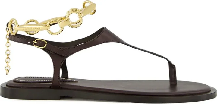 Wild chain-embellished leather sandals