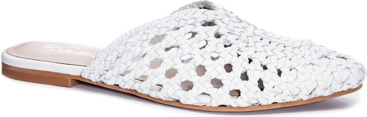 Wild Flower Leather Mule In White
