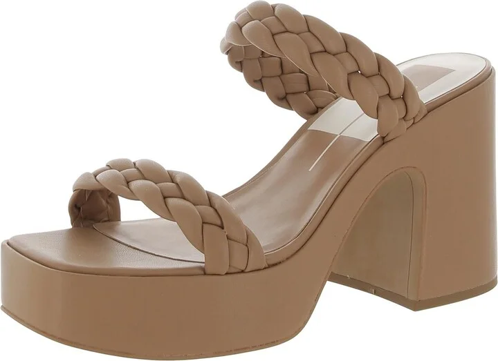 Wiley Womens Faux Leather Slip-On Platform Sandals
