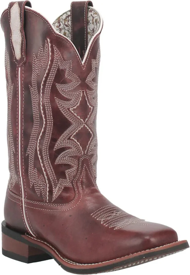 Willa 5879-600 Western Women's 7.5 Wine Leather Square Toe Boots ZPO656 (7.5,Wine)