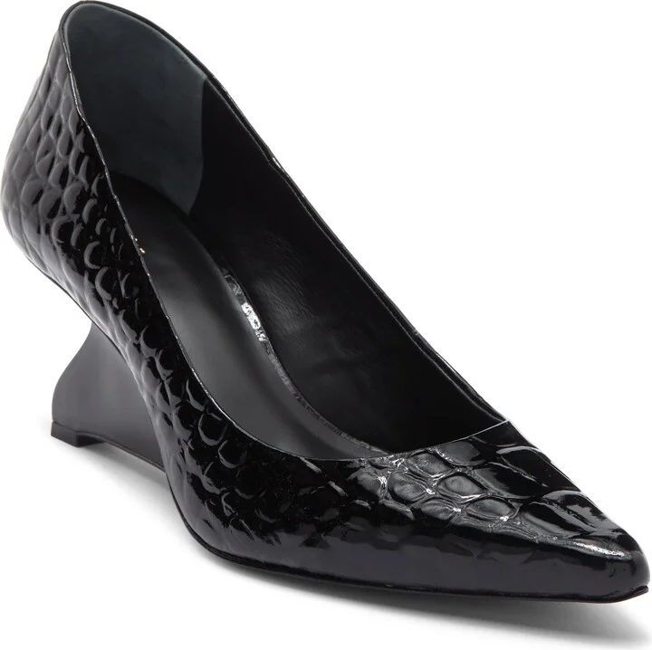 BLACK PATENT CROC