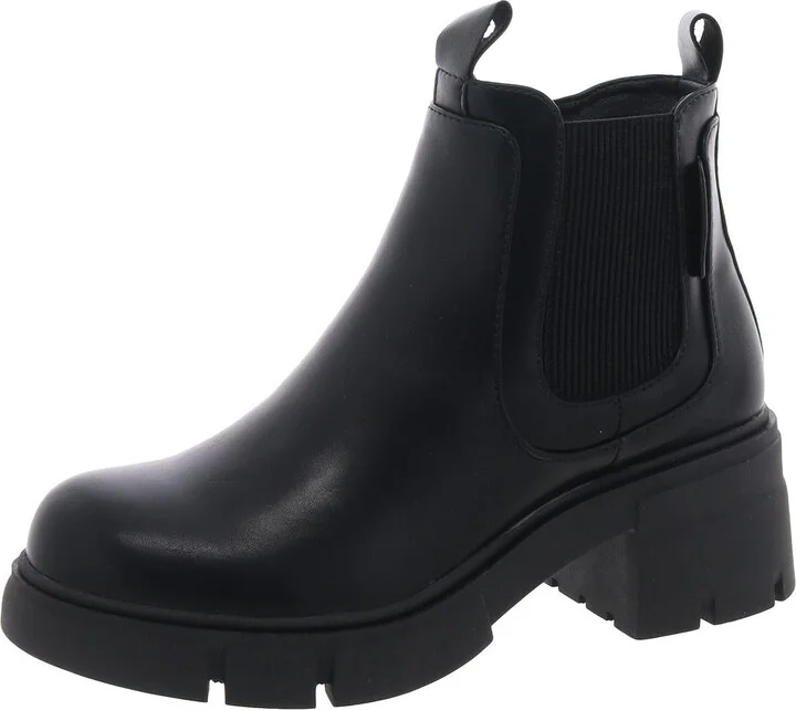 William Womens Laser Cut Faux Leather Chelsea Boots