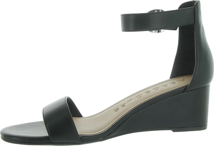 Willis Womens Faux Leather Cushioned Footbed Wedge Sandals