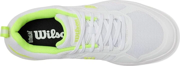 Wilson Pickle Pro Women's Shoes White/White/Safety Yellow : 7.5 D - Wide, Textile - Image 2