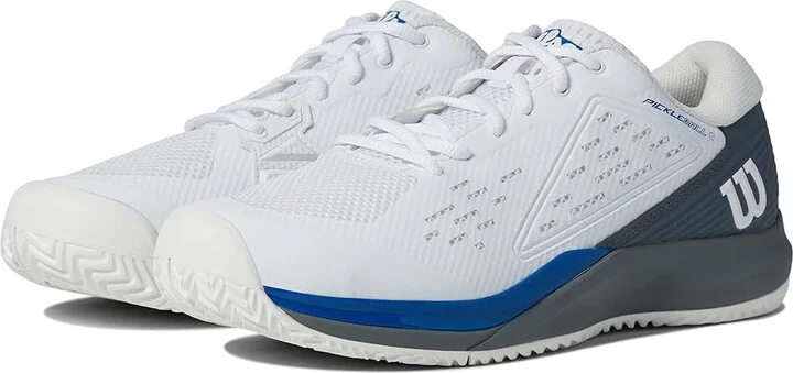 Wilson Rush Pro Ace Pickleball Shoes Men's Shoes White/Stormy Weather/Classic Blue : 7 D - Medium, Synthetic/Textile