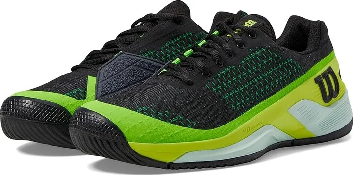 Wilson Rush Pro Extra Duty Tennis Shoes Black/Safety Yellow/Green Gecko : Men's 12.5 Medium, Rubber