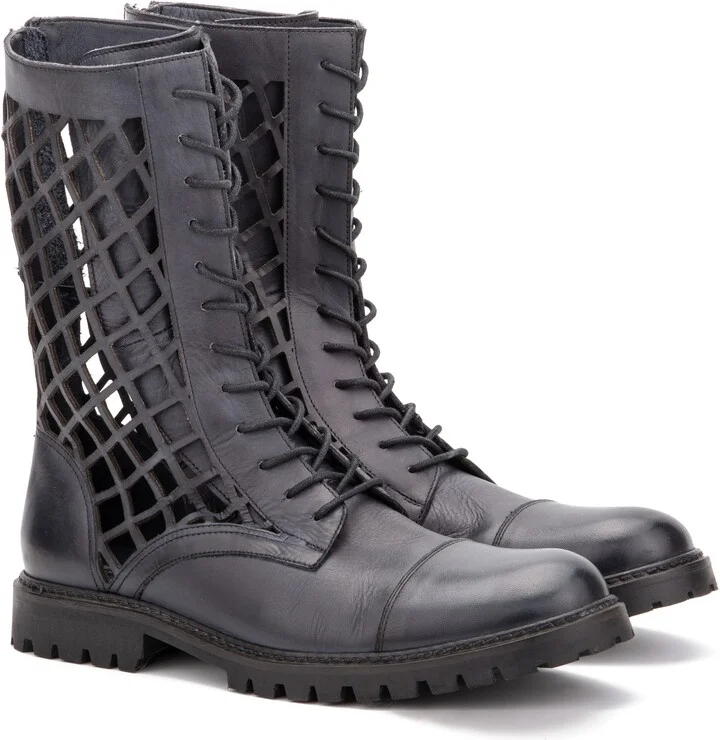 Windsor Leather Fishnet Cutout Boot - Image 7