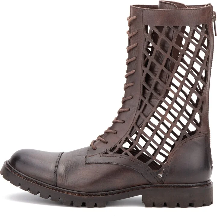 Windsor Leather Fishnet Cutout Boot - Image 10