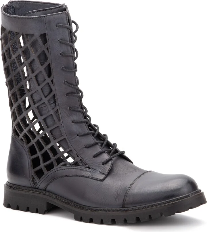 Windsor Leather Fishnet Cutout Boot
