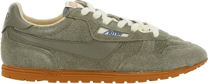'Windspin' Green Low Top Sneakers With Logo Patch On Tongue And Side In Suede Woman