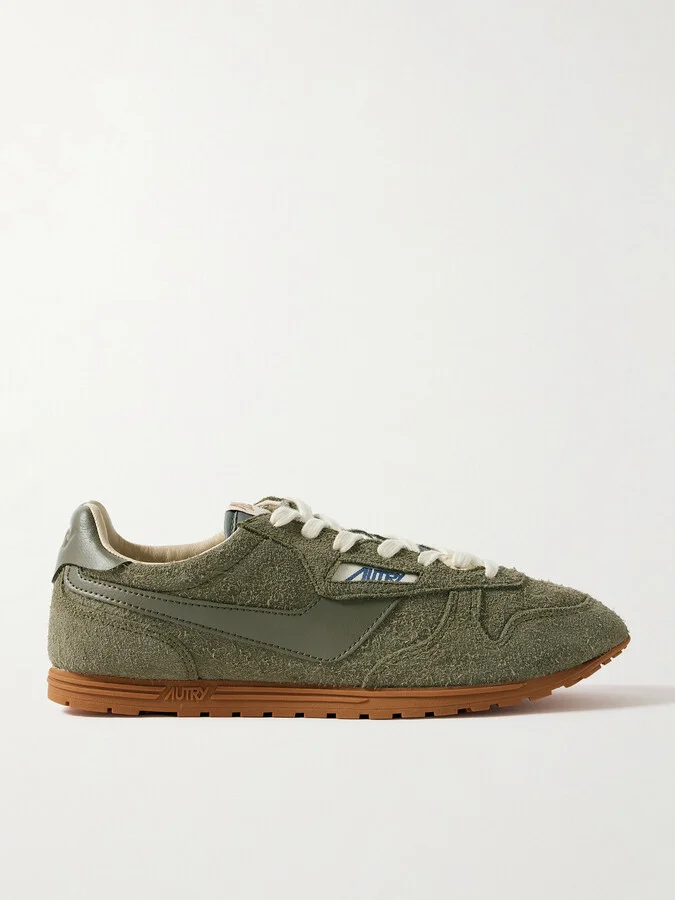 Windspin Leather-Trimmed Brushed-Suede Sneakers