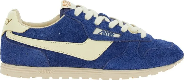 'windspin Low' Blue Sneaker With Logo On The Side And On The Heel In Suede Woman