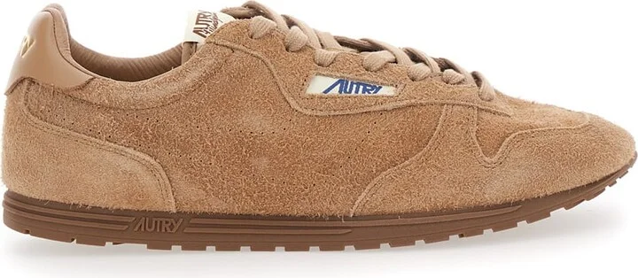 'windspin Low' Brown Sneaker With Logo On The Side And On The Heel In Suede Man