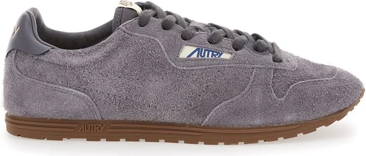 'windspin Low' Grey Sneaker With Logo On The Side And On The Heel In Suede Man