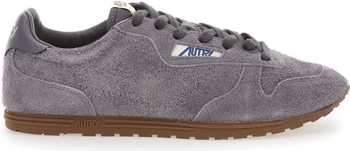 'Windspin Low' Grey Sneaker With Logo On The Side And On The Heel In Suede Man
