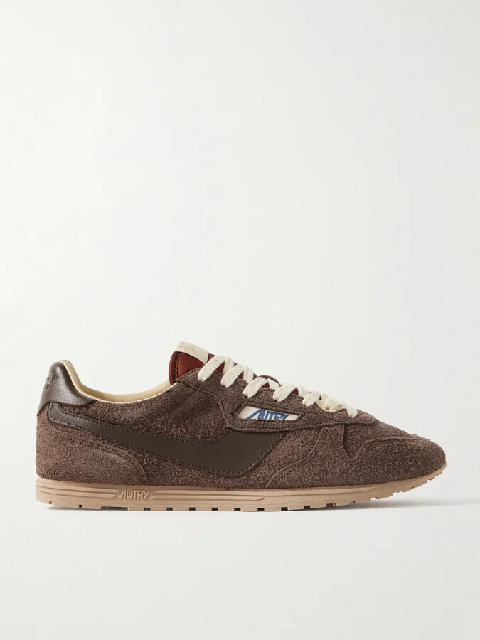 Windspin Low Leather-Trimmed Brushed-Suede Sneakers
