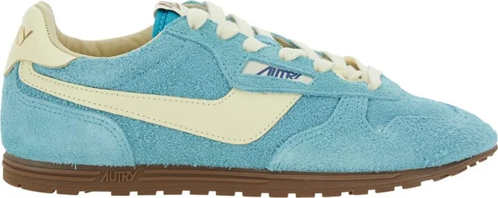 'windspin Low' Light-blue Sneaker With Logo On The Side And On The Heel In Suede Woman