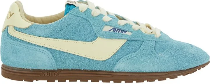 'Windspin Low' Light-Blue Sneaker With Logo On The Side And On The Heel In Suede Woman