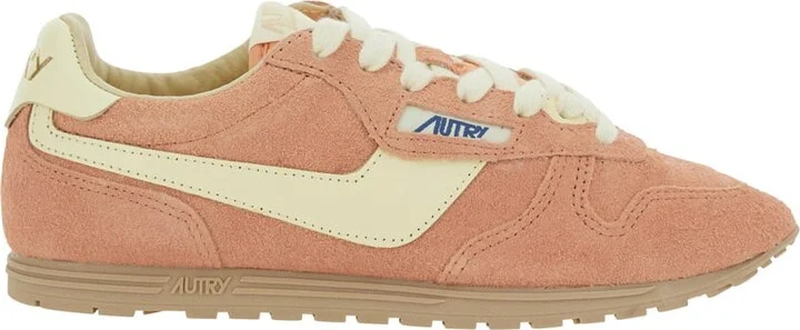'windspin Low' Pink Sneaker With Logo On The Side And On The Heel In Suede Woman