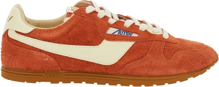 'windspin Low' Red Sneaker With Logo On The Side And On The Heel In Suede Man