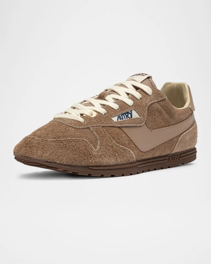 Windspin Tonal Sneakers in Suede and Leather - Image 2