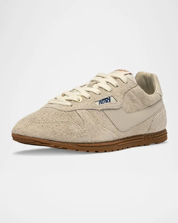 Windspin Tonal Sneakers in Suede and Leather - Image 2