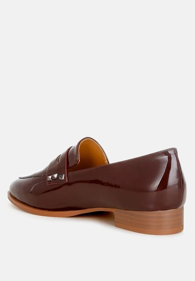 Winged Patent Pleather Penny Loafers - Image 4