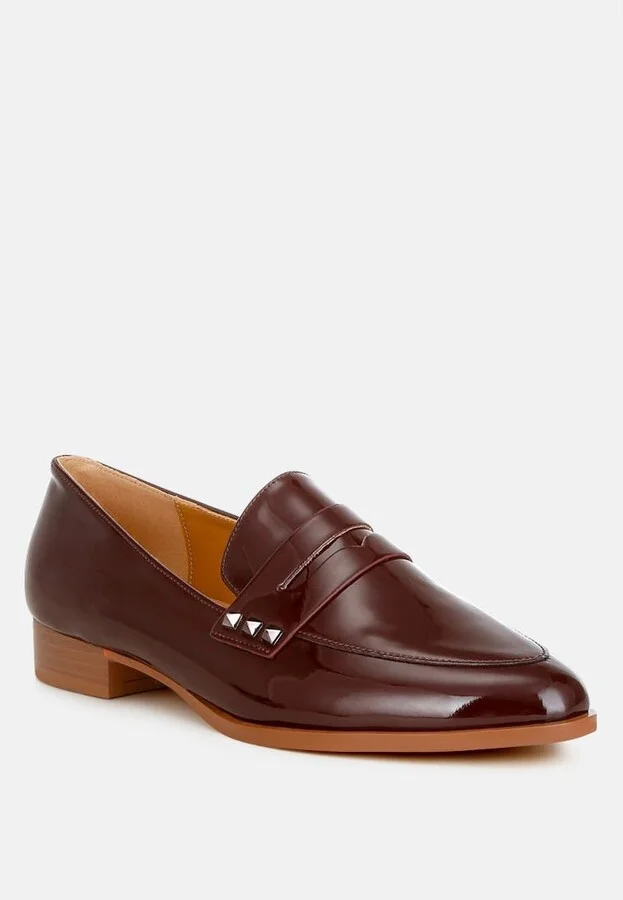 Winged Patent Pleather Penny Loafers - Image 5