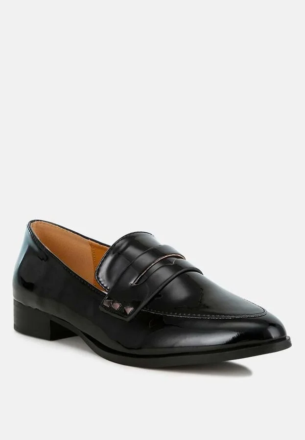 Winged Patent Pleather Penny Loafers - Image 7