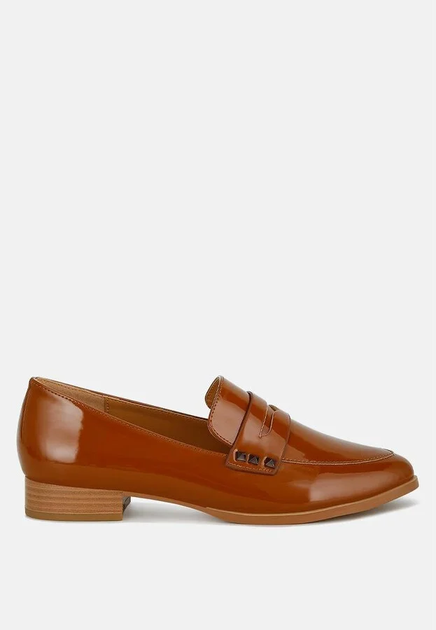 Winged Patent Pleather Penny Loafers