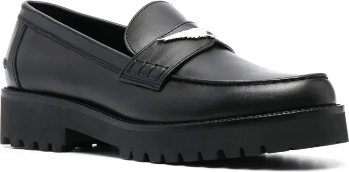 Wings-Plaque Leather Loafers - Image 2