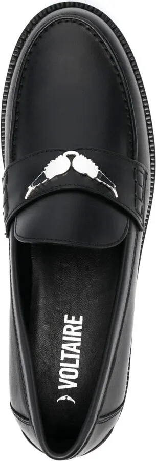 Wings-Plaque Leather Loafers - Image 4