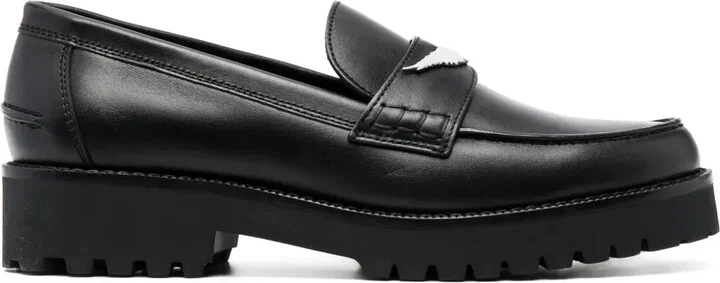 Wings-Plaque Leather Loafers