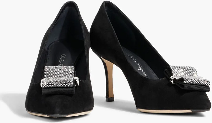 Winnie 70 crystal-embellished suede pumps - Image 2