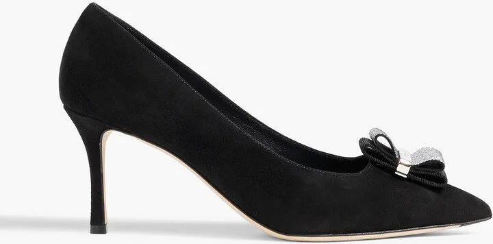 Winnie 70 crystal-embellished suede pumps